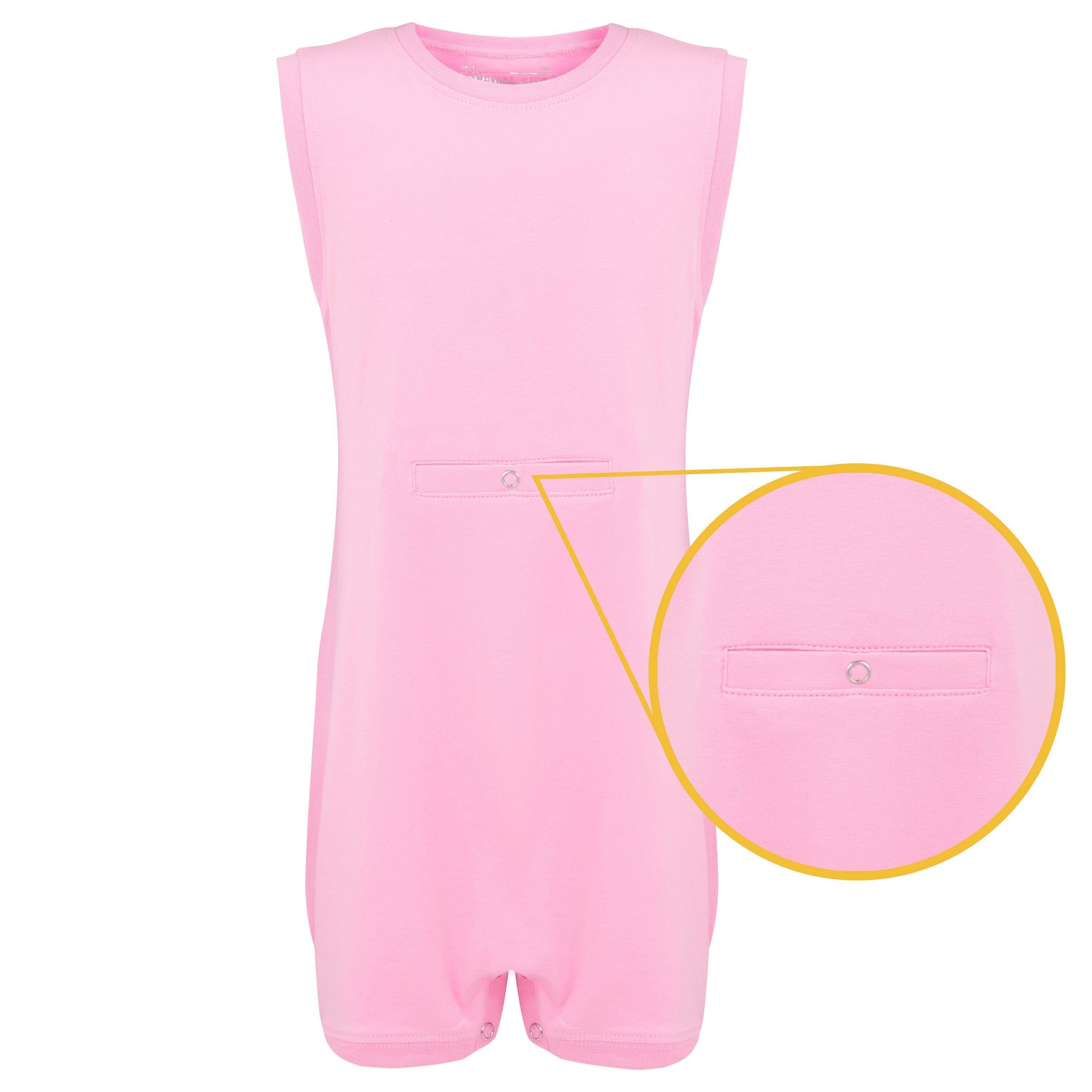 KayCey_Adaptive_clothing_for_older_children_with_special_needs_Sleeveless_with_Tube_Access_Pink_Front