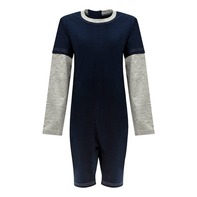 KayCey_long_sleeve_jumpsuit_for_special_needs_kids_and_older_children_zip_back_grey_navy_front