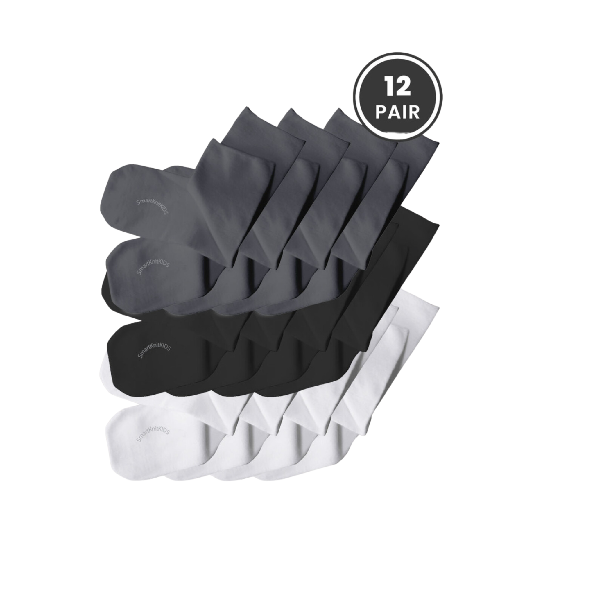 SmartKnitKIDS - Calcetines sin costuras - Máxima comodidad - Negro/Gris/Blanco - Paquetes económicos