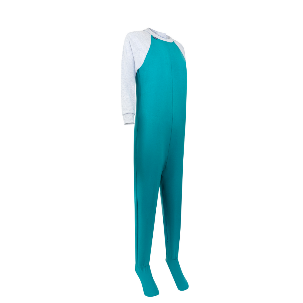 Seenin_zip_back_footed_sleepsuit_with_closed_feet_teal_pajamas_for_boys_with_special_needs_side