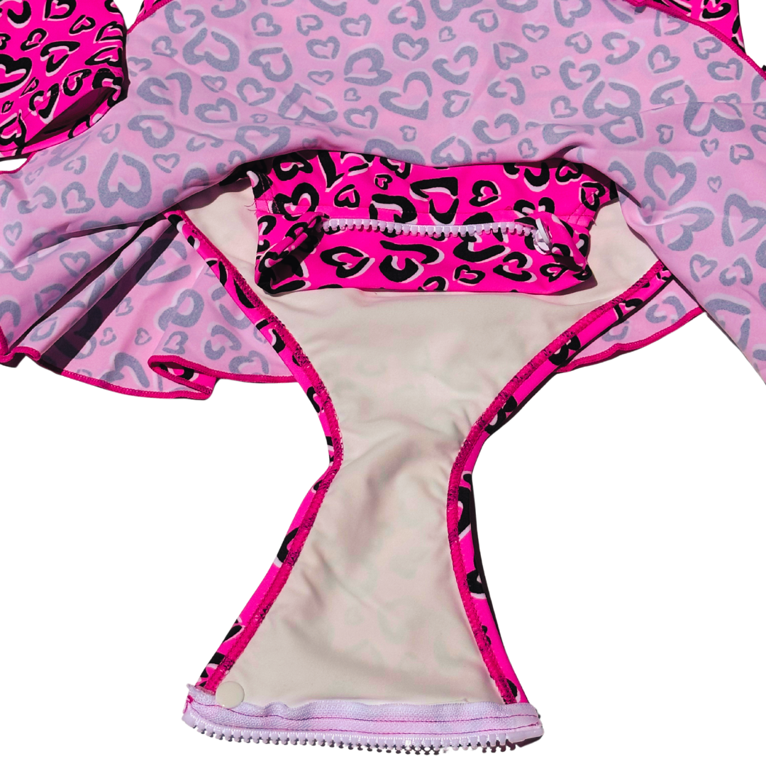 ZipMAE - Girls Swimsuit - Long Sleeve Love Splash
