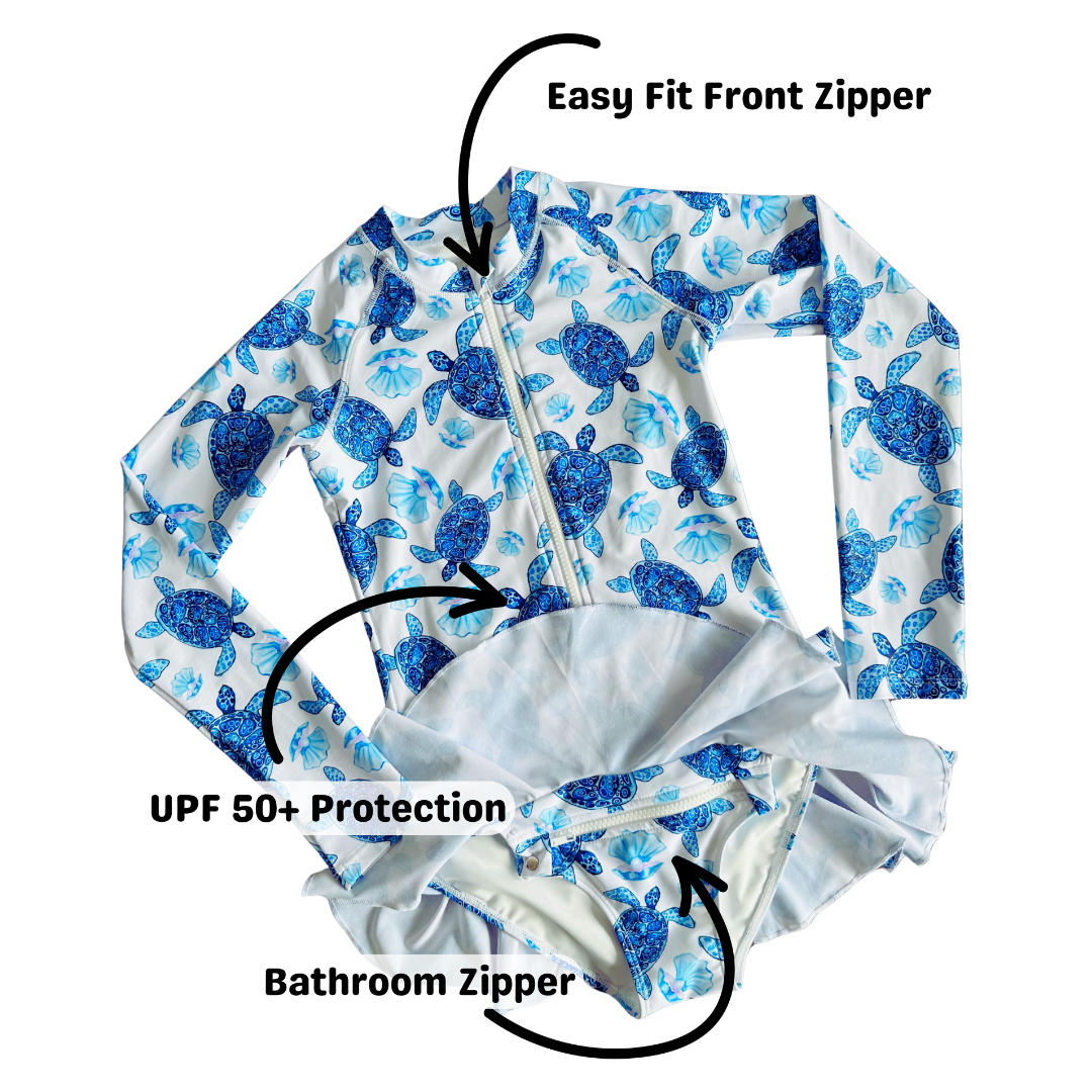 ZipMAE - Girls Swimsuit - Long Sleeve Tide Rider