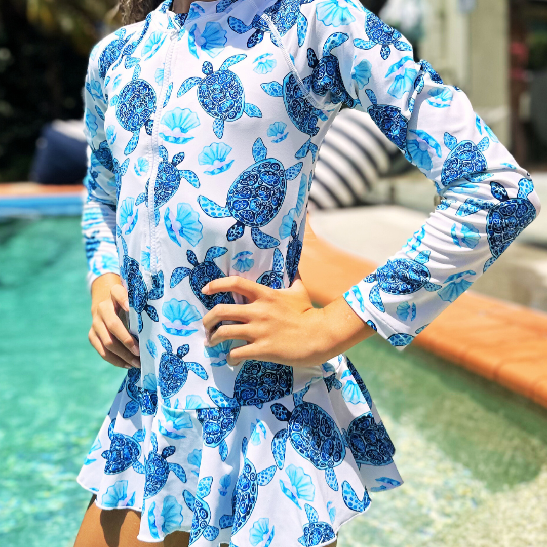 ZipMAE - Girls Swimsuit - Long Sleeve Tide Rider