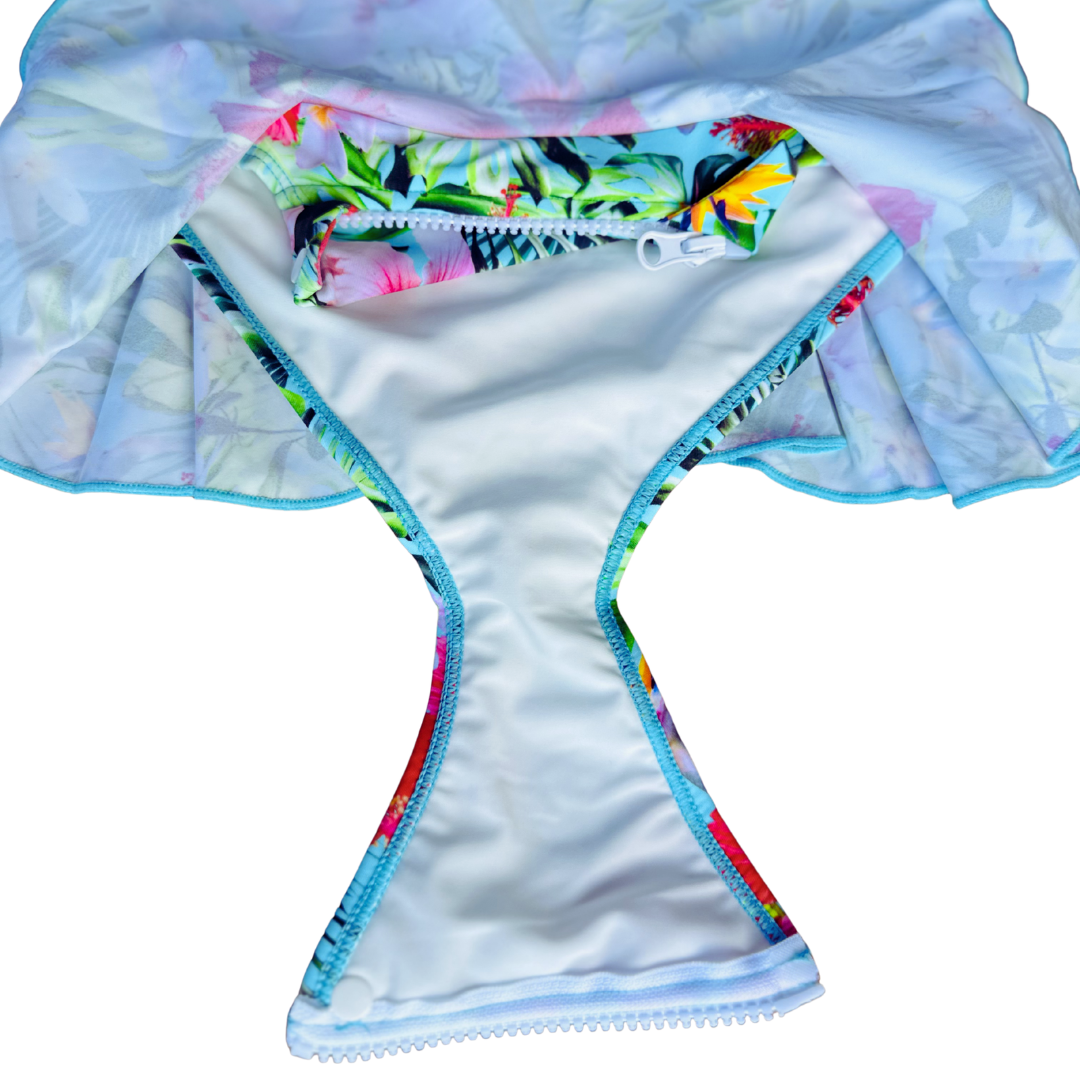ZipMAE - Girls Swimsuit - Sleeveless Tropical Twist