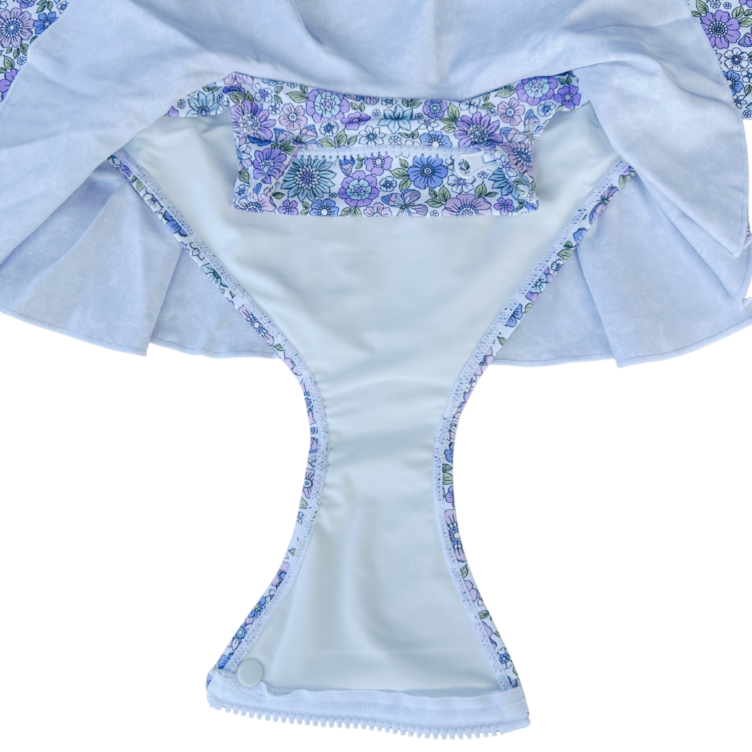 ZipMAE - Girls Swimsuit - Long Sleeve Violet Blossom