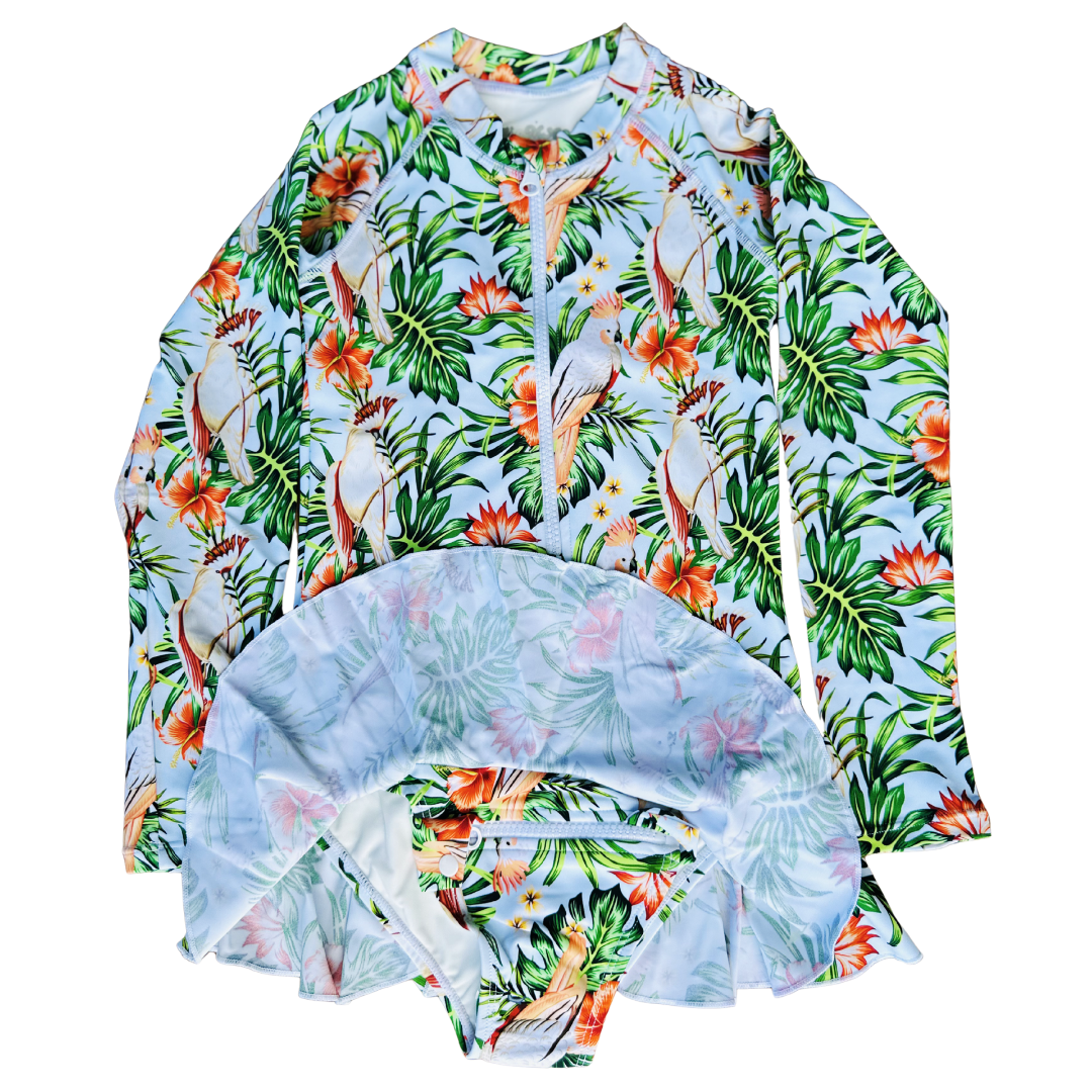 ZipMAE - Girls Swimsuit - Long Sleeve Wild Wings