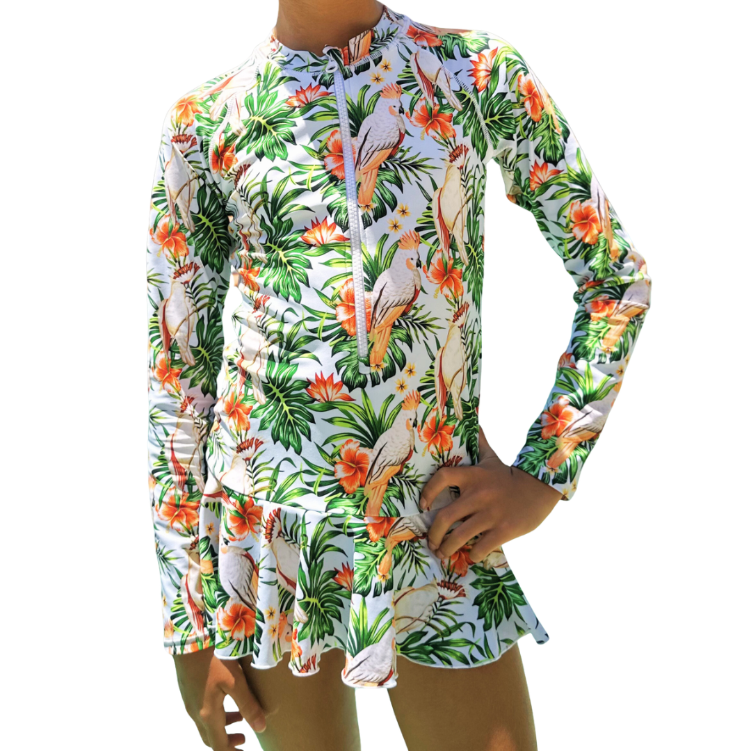 ZipMAE - Girls Swimsuit - Long Sleeve Wild Wings