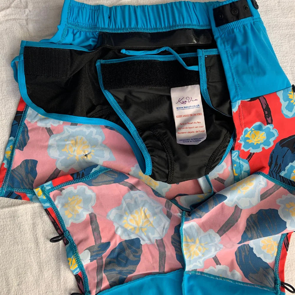 Kes-Vir - Bañador cruzado para niño con estampado floral azul